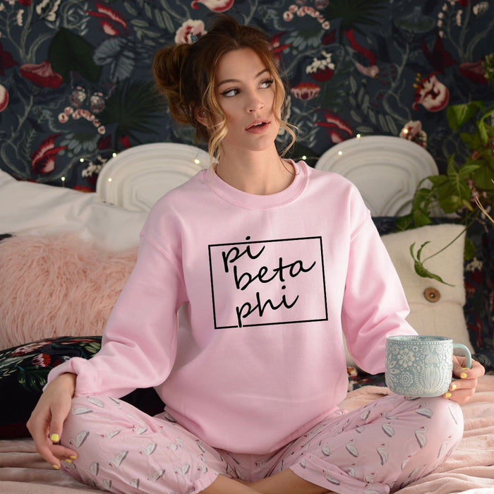 Pi Beta Phi Script Box Crewneck Sweatshirt Pi Beta Phi Script Box Crewneck Sweatshirt