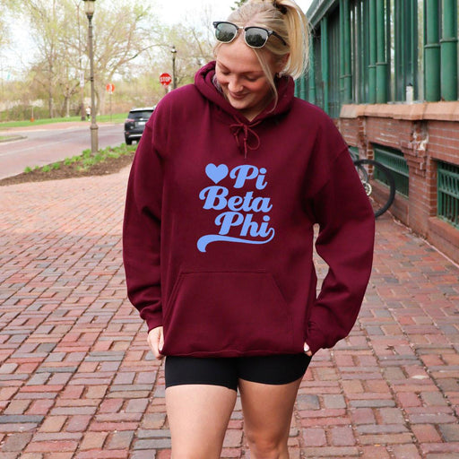 Pi Beta Phi Pi Beta Phi Script Heart Greek Hoodie