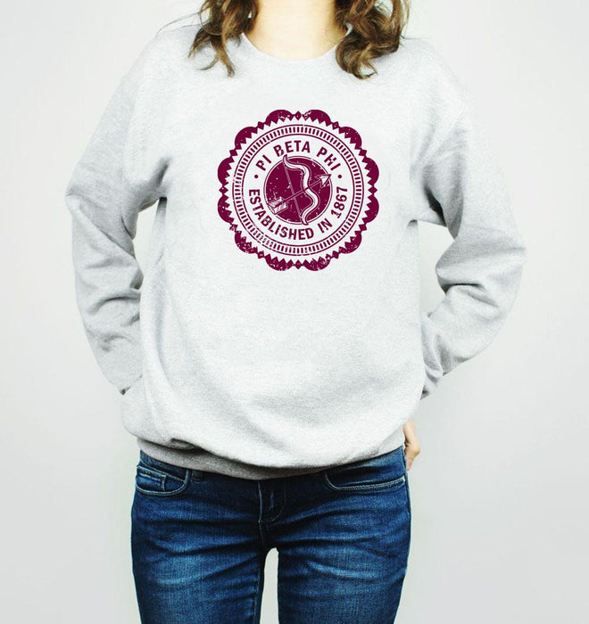 Printify Pi Beta Phi Seal Crewneck Sweatshirts Pi Beta Phi Seal Crewneck Sweatshirts
