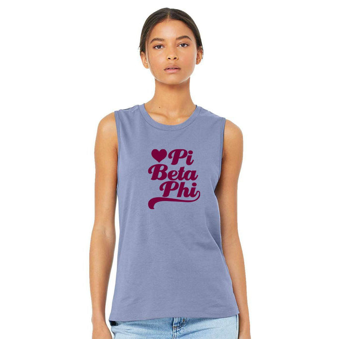 Printify Pi Beta Phi Tail Heart Bella + Canvas Muscle Tank Pi Beta Phi Tail Heart Bella + Canvas Muscle Tank