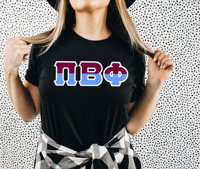 Pi Beta Phi Two Toned Greek Lettered T Shirts Pi Beta Phi Two Toned Greek Lettered T-shirts