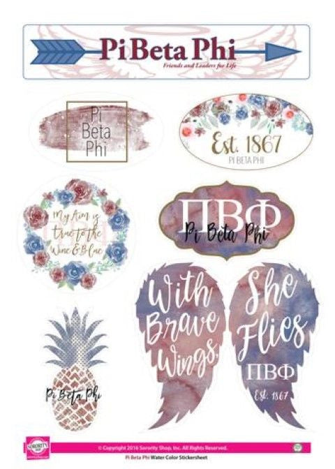 Pi Beta Phi Pi Beta Phi Water Color Stickers