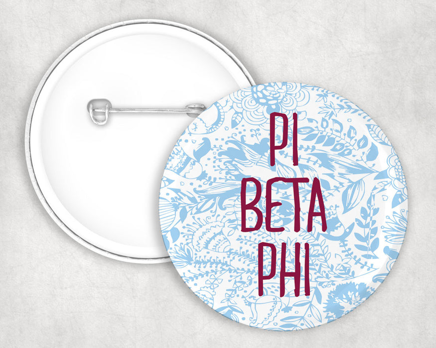 Pi Beta Phi Floral Text Pin Buttons Pi Beta Phi floral-text Pin Buttons