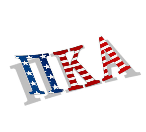 Pi Kappa Alpha Pi Kappa Alpha American Flag Greek Letter Sticker - 2.5