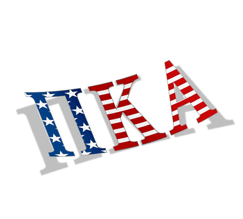Pi Kappa Alpha American Flag Greek Letter Sticker 2.5" Tall Pi Kappa Alpha American Flag Greek Letter Sticker - 2.5