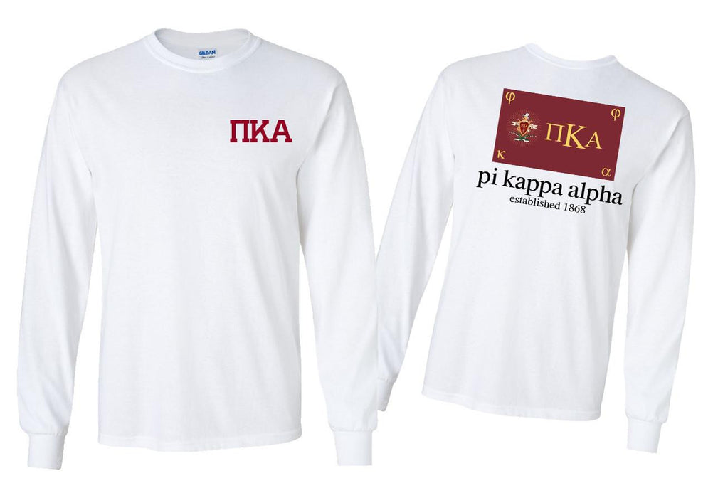 Greekgear Pi Kappa Alpha Flag Long Sleeve T Shirt Pi Kappa Alpha Flag Long Sleeve T-Shirt