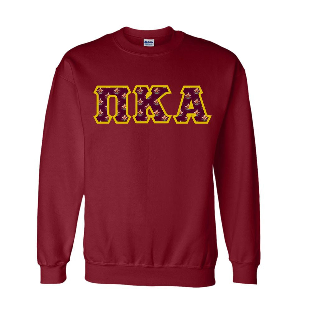 Pi Kappa Alpha Fraternity Crest Shield Twill Letter Crewneck Sweatshirt Pi Kappa Alpha Fraternity Crest - Shield Twill Letter Crewneck Sweatshirt
