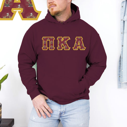 Pi Kappa Alpha Pi Kappa Alpha Fraternity Crest - Shield Twill Letter Hooded Sweatshirt