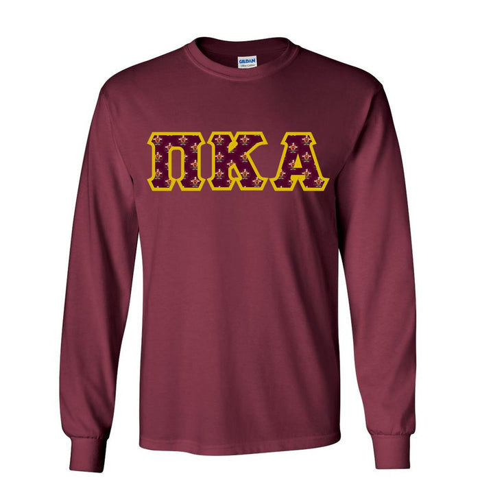 Pi Kappa Alpha Fraternity Crest Shield Twill Letter Longsleeve Tee Pi Kappa Alpha Fraternity Crest - Shield Twill Letter Longsleeve Tee