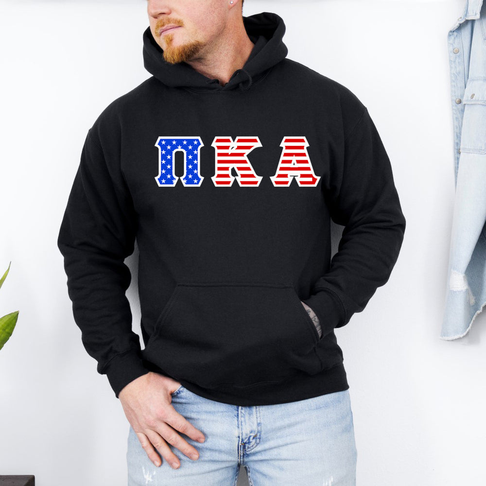 Discount Pi Kappa Alpha Greek Letter American Flag Hoodie DISCOUNT-Pi Kappa Alpha Greek Letter American Flag Hoodie