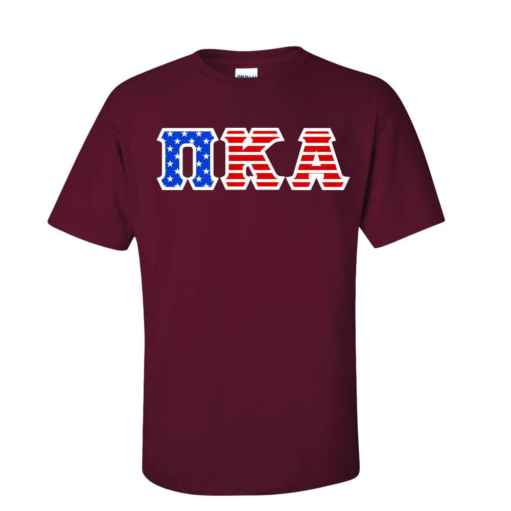 Discount Pi Kappa Alpha Greek Letter American Flag Tee DISCOUNT-Pi Kappa Alpha Greek Letter American Flag Tee