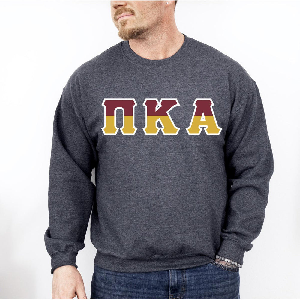 Printify Pi Kappa Alpha Two Toned Greek Lettered Crewneck Sweatshirts Pi Kappa Alpha Two Toned Greek Lettered Crewneck Sweatshirts