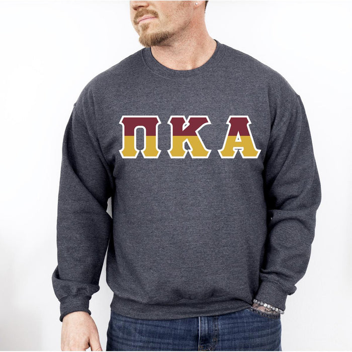 Printify Pi Kappa Alpha Two Toned Greek Lettered Crewneck Sweatshirts Pi Kappa Alpha Two Toned Greek Lettered Crewneck Sweatshirts