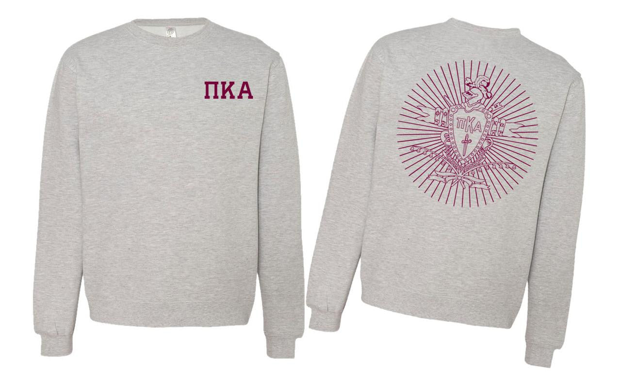 Printify Pi Kappa Alpha World Famous Crest Shield Crewneck Sweatshirts Pi Kappa Alpha World Famous Crest - Shield Crewneck Sweatshirts