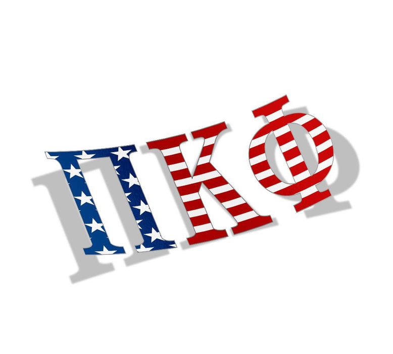 Pi Kappa Phi American Flag Greek Letter Sticker 2.5" Tall Pi Kappa Phi American Flag Greek Letter Sticker - 2.5