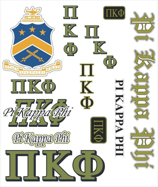 Pi Kappa Phi Pi Kappa Phi Multi Greek Decal Sticker Sheet