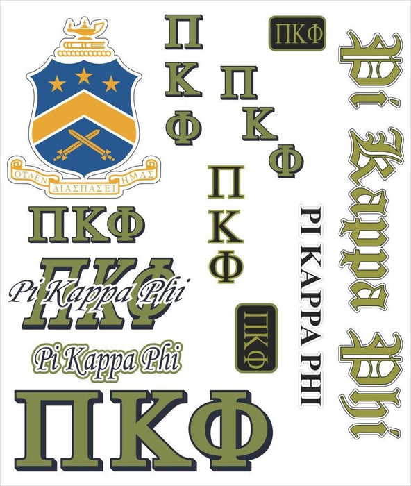 Pi Kappa Phi Multi Greek Decal Sticker Sheet Pi Kappa Phi Multi Greek Decal Sticker Sheet