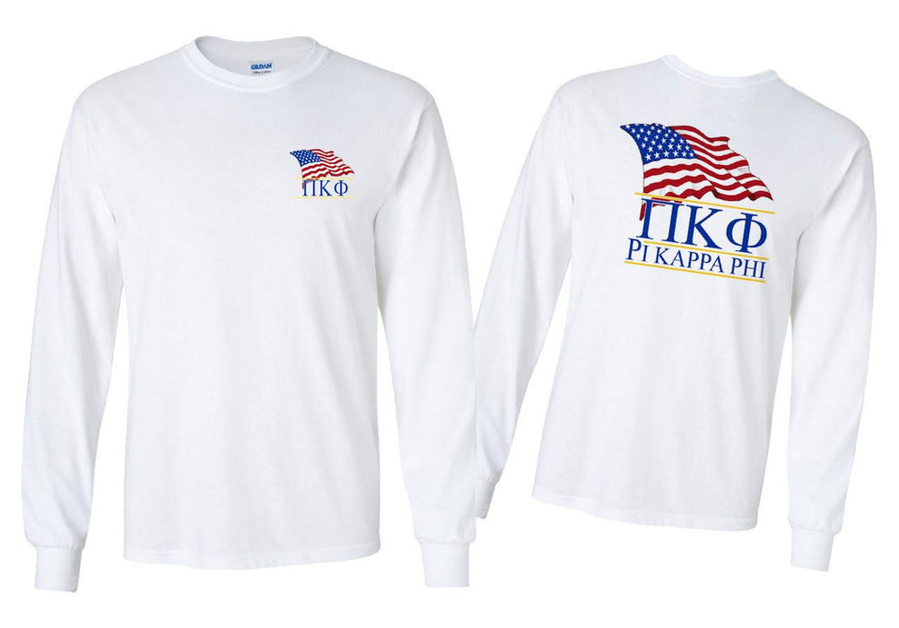 Greekgear Pi Kappa Phi Patriot Long Sleeve T Shirts Pi Kappa Phi Patriot Long Sleeve T-Shirts