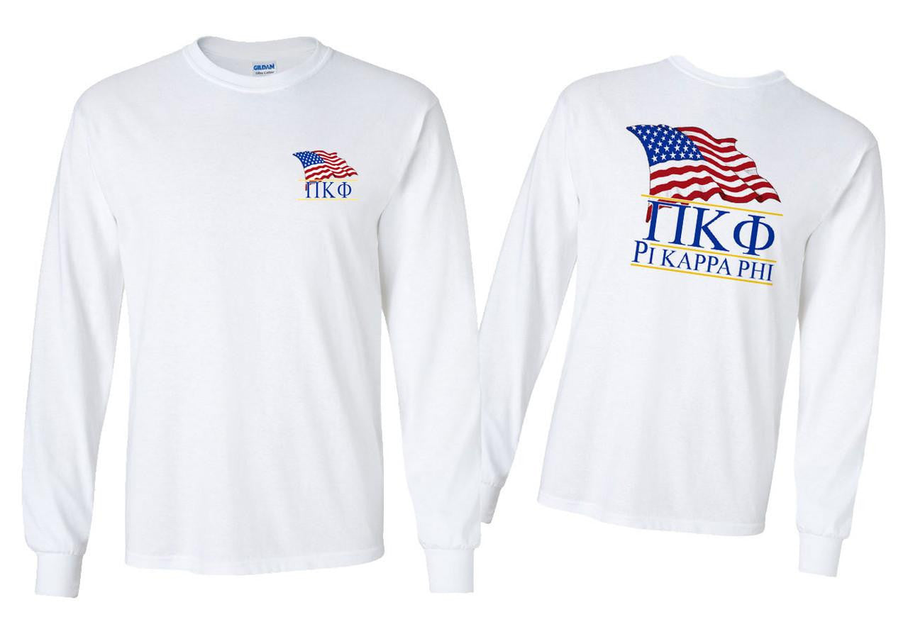 Greekgear Pi Kappa Phi Patriot Long Sleeve T Shirts Pi Kappa Phi Patriot Long Sleeve T-Shirts