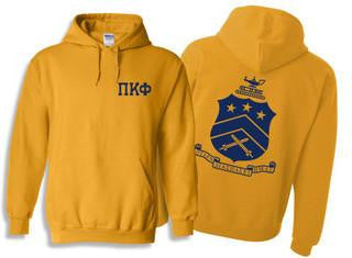 Printify Pi Kappa Phi World Famous Crest Shield Hooded Sweatshirts Pi Kappa Phi World Famous Crest - Shield Hooded Sweatshirts