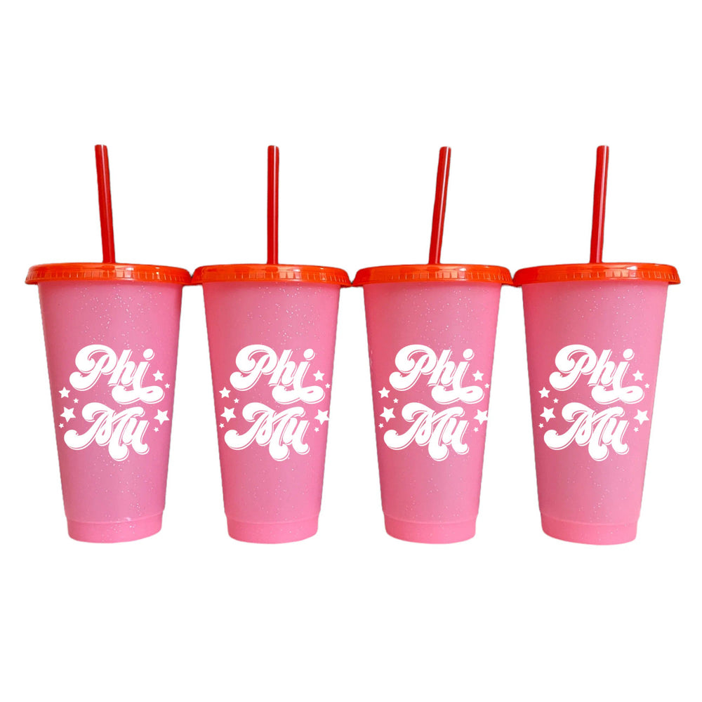 Phi Mu Glitter Color Changing Cup 4 Pack Phi Mu Glitter Color Changing Cup 4-Pack