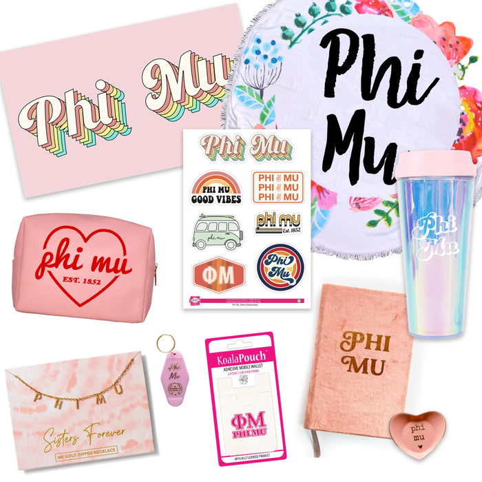 Phi Mu Celebrate Sisterhood Sorority Gift Box 10 Items! Phi Mu Celebrate Sisterhood Sorority Gift Box - 10 Items!