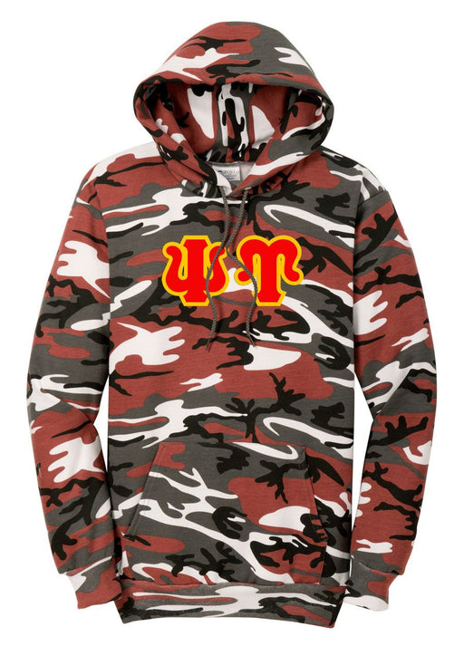 DISCOUNT-Psi Upsilon Camo Pullover Hooded Sweatshirt