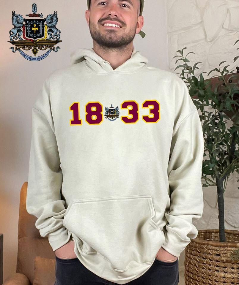 Psi Upsilon Crest Year Hooded Sweatshirt Psi Upsilon Crest Year Hooded Sweatshirt