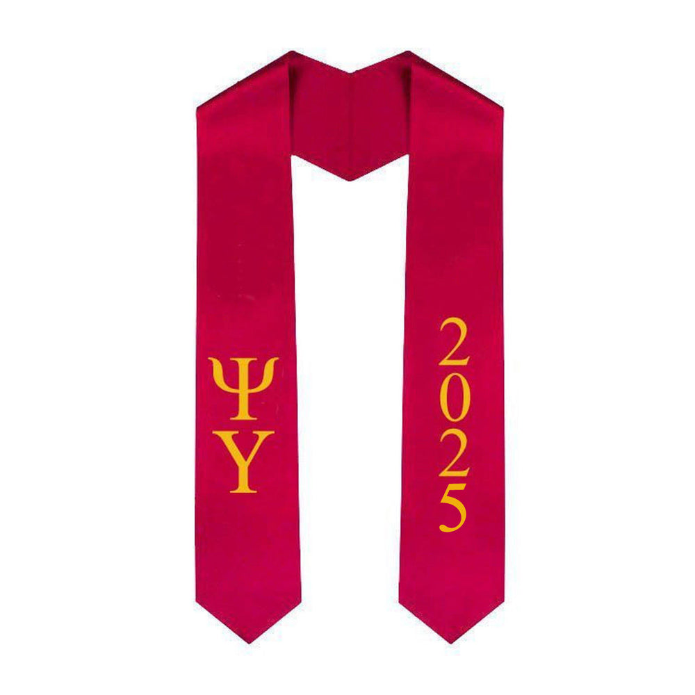Psi Upsilon Greek Lettered Graduation Sash Stole With Year Best Value Psi Upsilon Greek Lettered Graduation Sash Stole With Year - Best Value