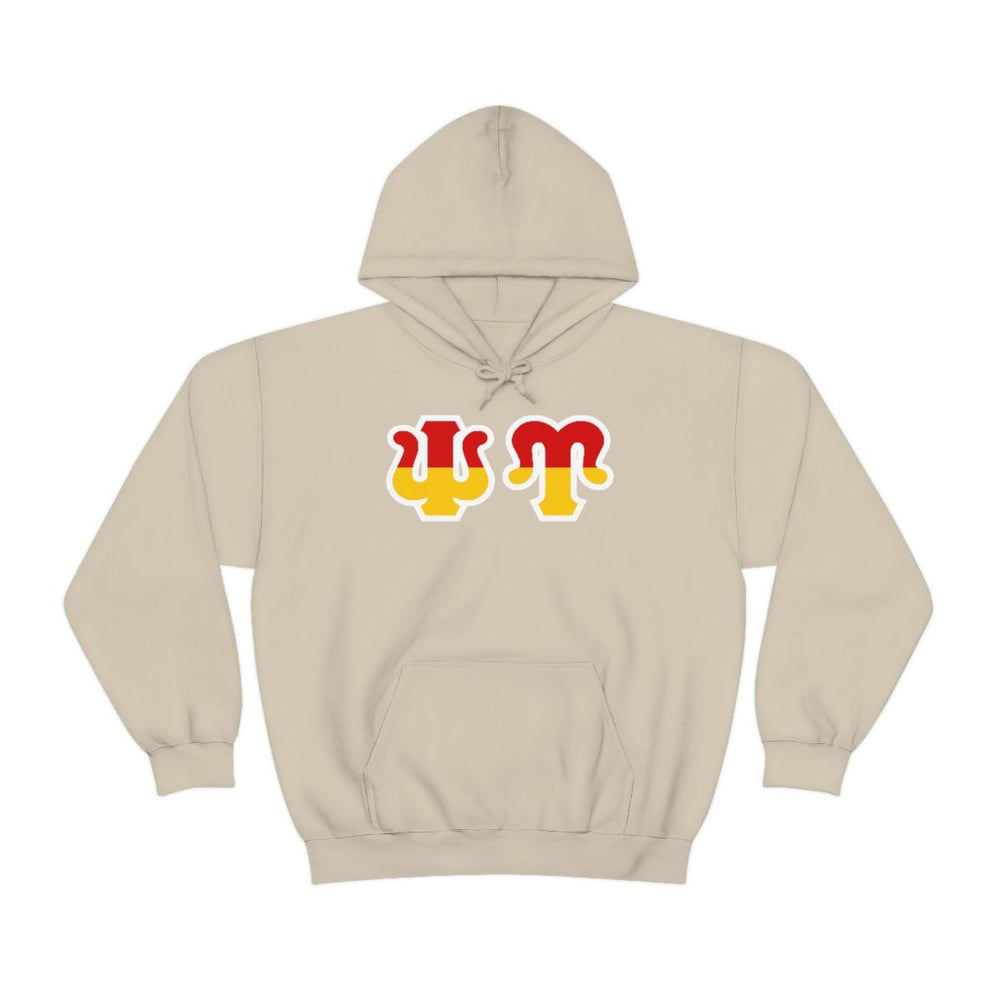 Printify Psi Upsilon Two Toned Greek Lettered Hooded Sweatshirts Psi Upsilon Two Toned Greek Lettered Hooded Sweatshirts