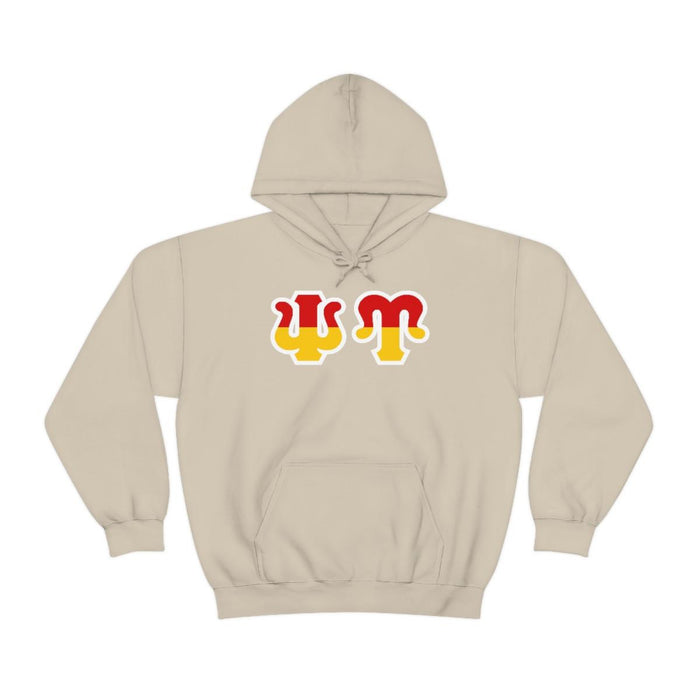 Printify Psi Upsilon Two Toned Greek Lettered Hooded Sweatshirts Psi Upsilon Two Toned Greek Lettered Hooded Sweatshirts