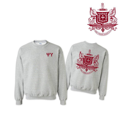 Psi Upsilon World Famous Crest - Shield Crewneck Sweatshirts