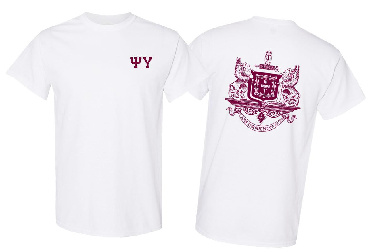 Greekgear Psi Upsilon World Famous Crest Tee Psi Upsilon World Famous Crest Tee