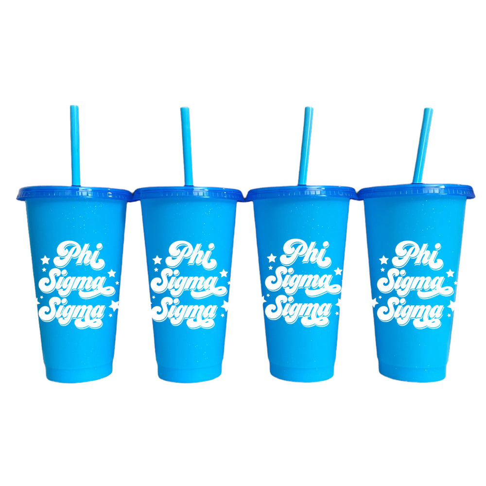 Phi Sigma Sigma Glitter Color Changing Cup 4 Pack Phi Sigma Sigma Glitter Color Changing Cup 4-Pack