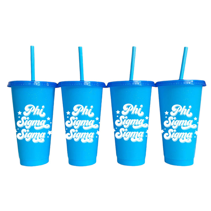 Phi Sigma Sigma Glitter Color Changing Cup 4 Pack Phi Sigma Sigma Glitter Color Changing Cup 4-Pack