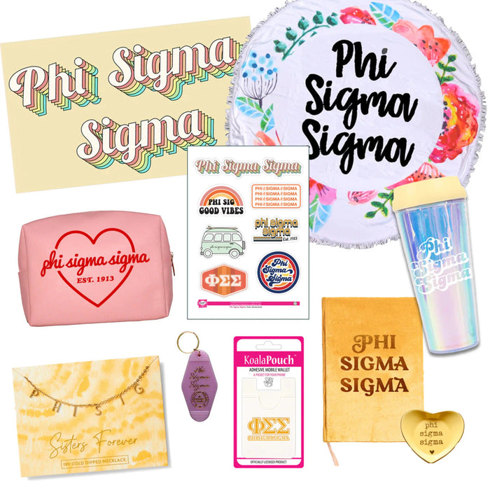 Phi Sigma Sigma Celebrate Sisterhood Sorority Gift Box 10 Items! Phi Sigma Sigma Celebrate Sisterhood Sorority Gift Box - 10 Items!
