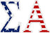 Sigma Alpha American Flag Greek Letter Sticker 2.5" Tall Sigma Alpha American Flag Greek Letter Sticker - 2.5