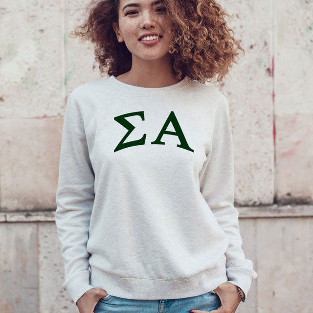 Sigma Alpha Arched Greek Lettered Crewneck Sweatshirt Sigma Alpha Arched Greek Lettered Crewneck Sweatshirt