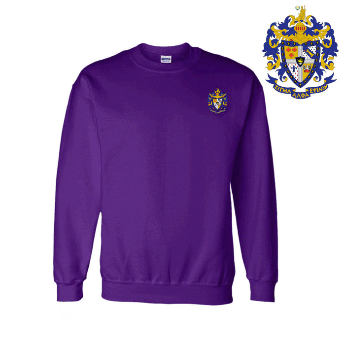Discount Sigma Alpha Epsilon World Famous Crest Shield Crewneck Sweatshirt Best Value DISCOUNT-Sigma Alpha Epsilon World Famous Crest - Shield Crewneck Sweatshirt - Best Value