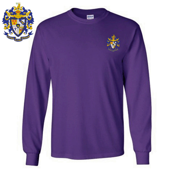 Discount Sigma Alpha Epsilon Fraternity Crest Shield Longsleeve Tee DISCOUNT-Sigma Alpha Epsilon Fraternity Crest - Shield Longsleeve Tee