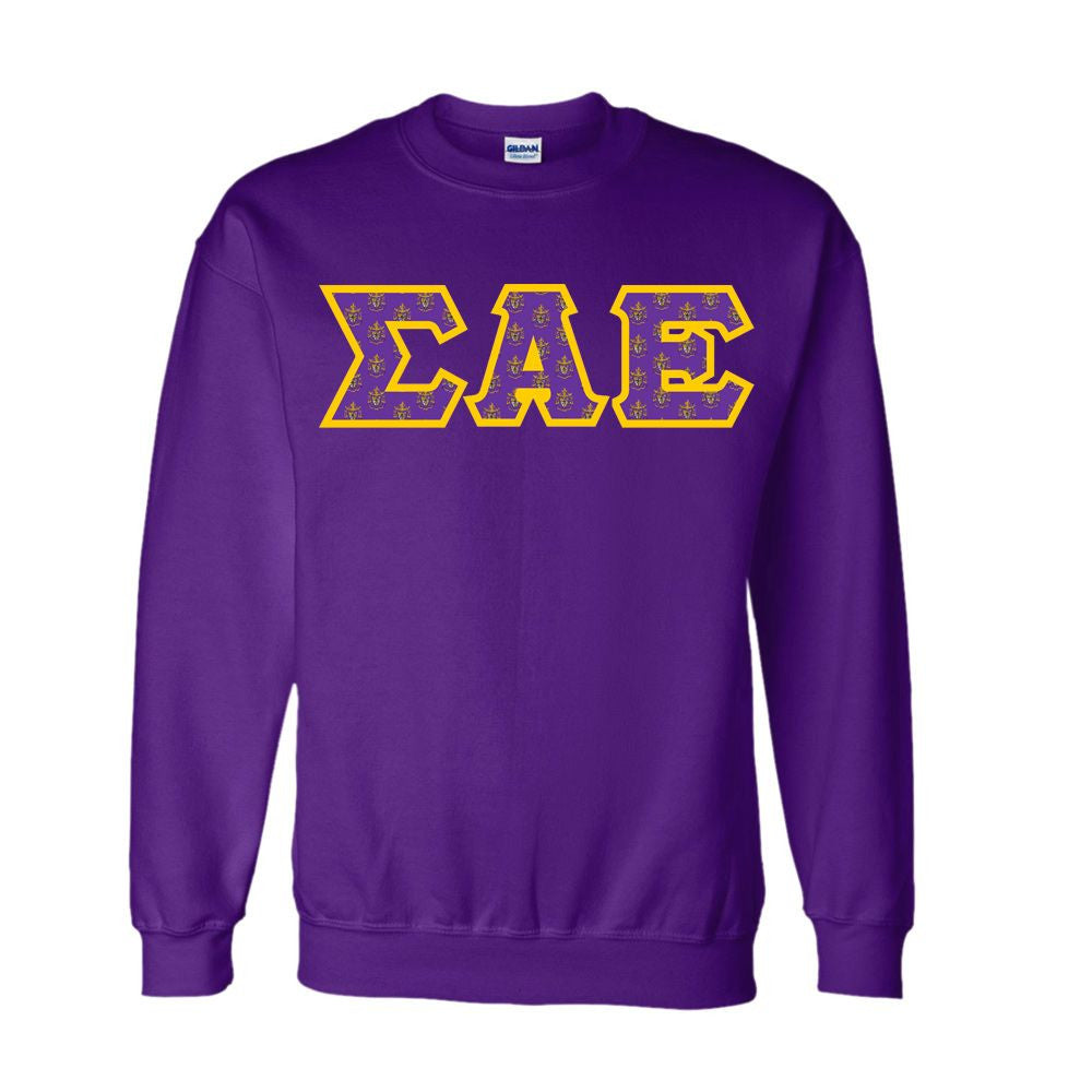 Sigma Alpha Epsilon Fraternity Crest Shield Twill Letter Crewneck Sweatshirt Sigma Alpha Epsilon Fraternity Crest - Shield Twill Letter Crewneck Sweatshirt