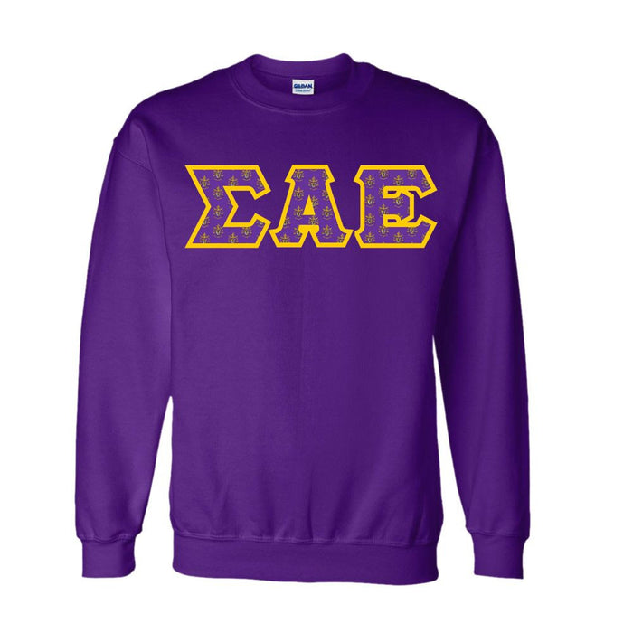 Sigma Alpha Epsilon Fraternity Crest Shield Twill Letter Crewneck Sweatshirt Sigma Alpha Epsilon Fraternity Crest - Shield Twill Letter Crewneck Sweatshirt