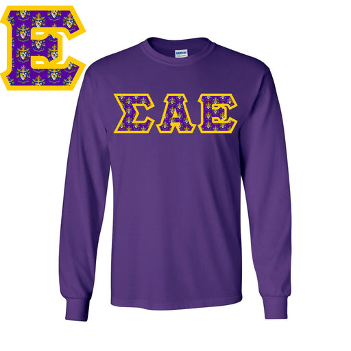 Sigma Alpha Epsilon Sigma Alpha Epsilon Fraternity Crest - Shield Twill Letter Longsleeve Tee