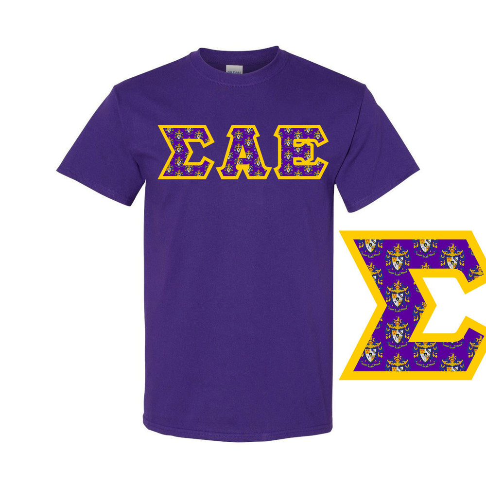 Sigma Alpha Epsilon Fraternity Crest Shield Twill Letter Tee Sigma Alpha Epsilon Fraternity Crest - Shield Twill Letter Tee