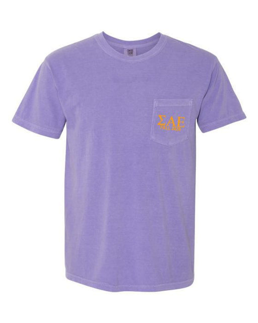 Sigma Alpha Epsilon Sigma Alpha Epsilon Greek Letter Comfort Colors Pocket Tee