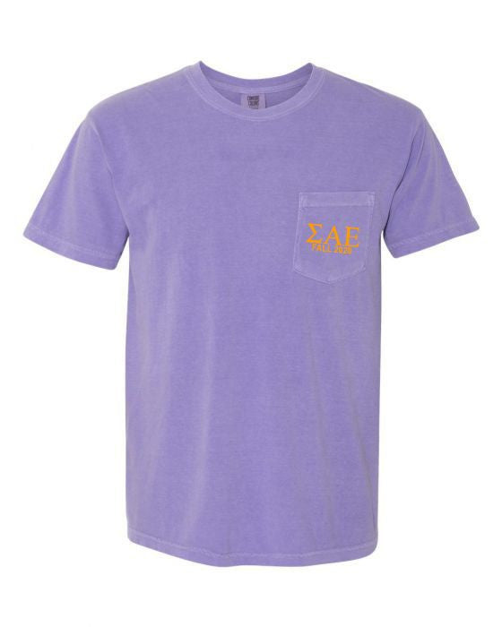 Sigma Alpha Epsilon Greek Letter Comfort Colors Pocket Tee Sigma Alpha Epsilon Greek Letter Comfort Colors Pocket Tee