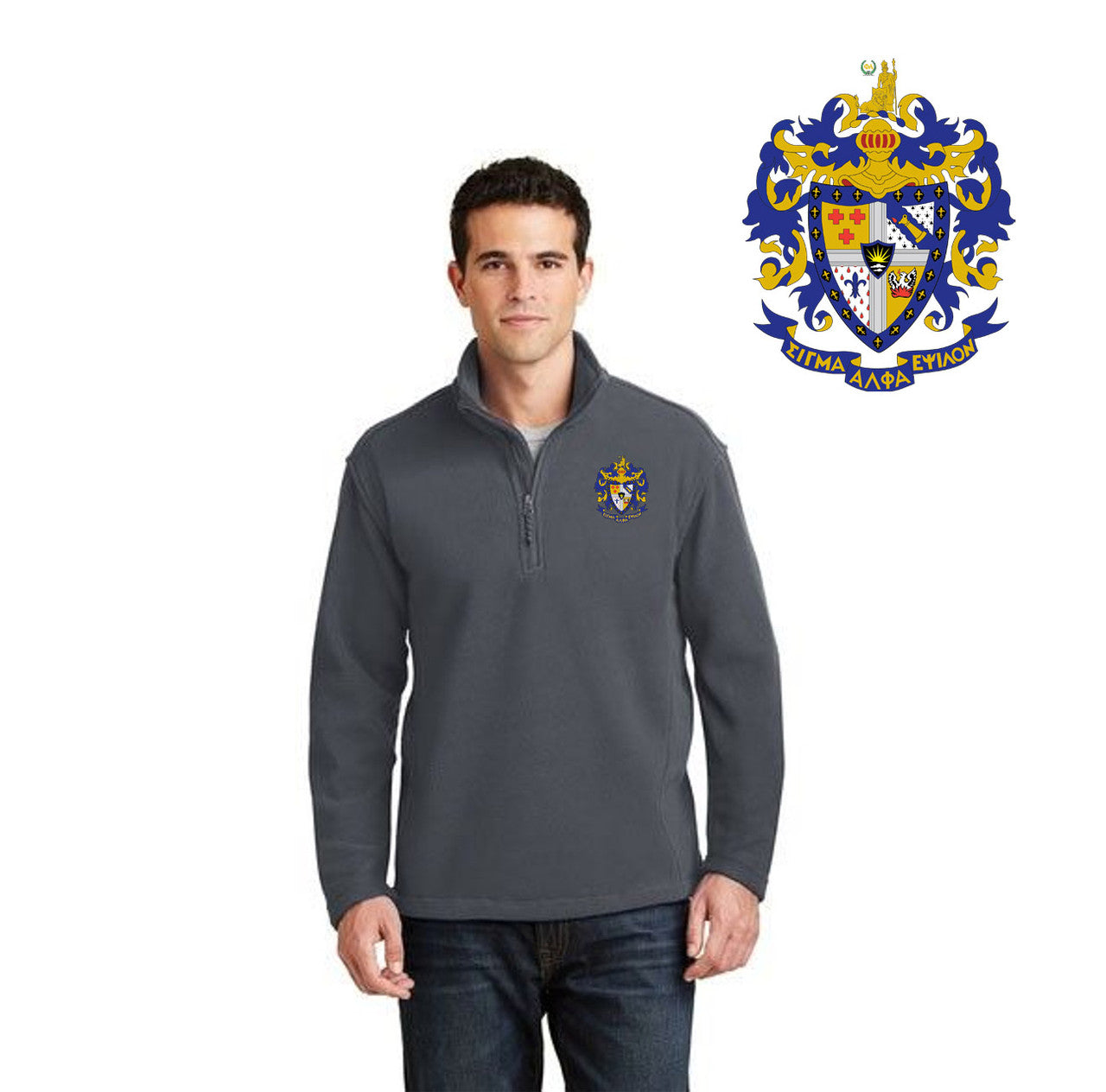 Discount Sigma Alpha Epsilon Emblem 1/4 Zip Pullover DISCOUNT-Sigma Alpha Epsilon Emblem 1/4 Zip Pullover