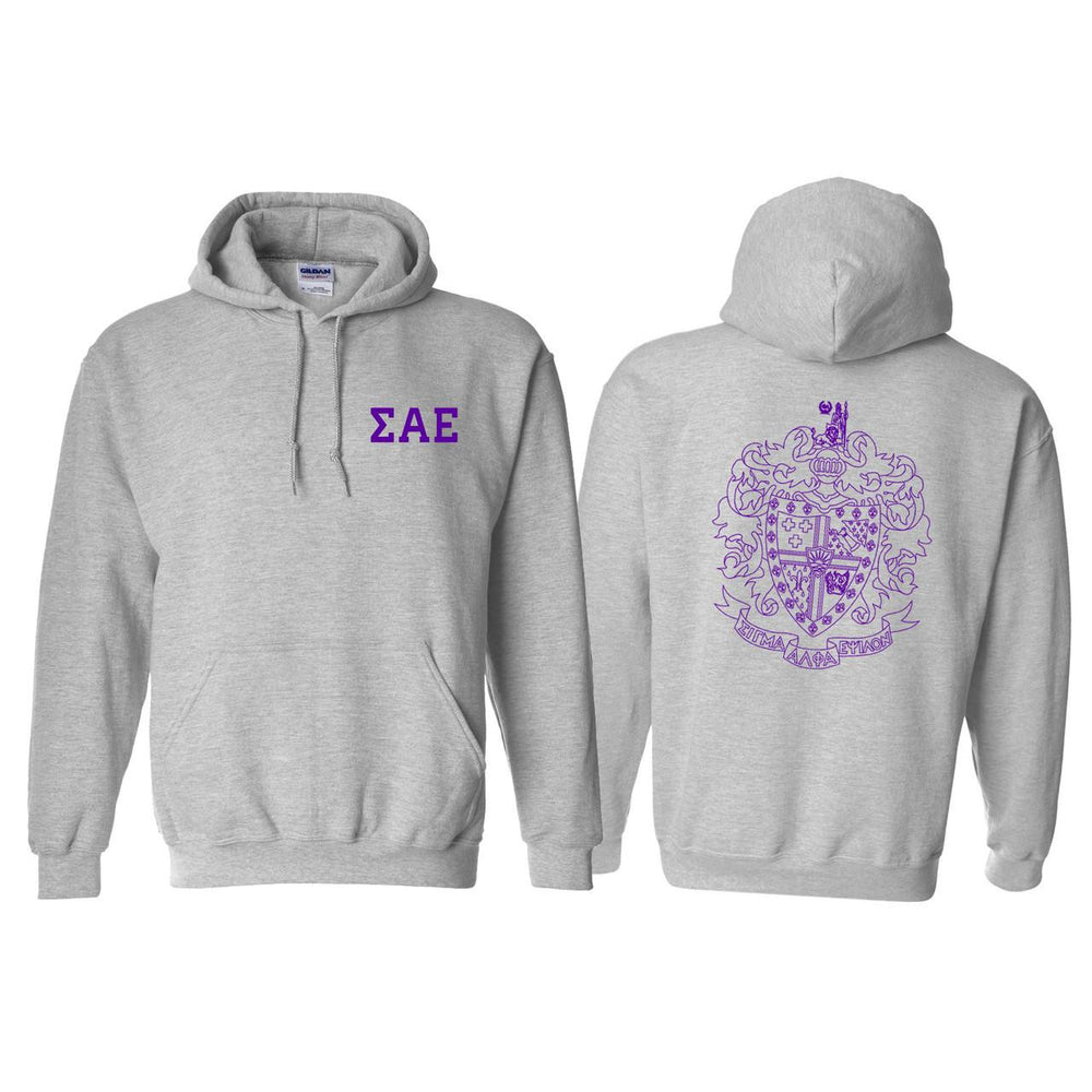 Printify Sigma Alpha Epsilon World Famous Crest Shield Hooded Sweatshirts Sigma Alpha Epsilon World Famous Crest - Shield Hooded Sweatshirts