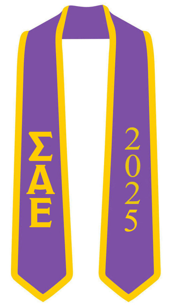 Discount Sigma Alpha Epsilon Greek 2 Tone Lettered Graduation Sash Stole W/ Year DISCOUNT-Sigma Alpha Epsilon Greek 2 Tone Lettered Graduation Sash Stole w/ Year