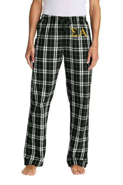 Loungewear Sigma Alpha Flannel Lettered Plaid PJ's